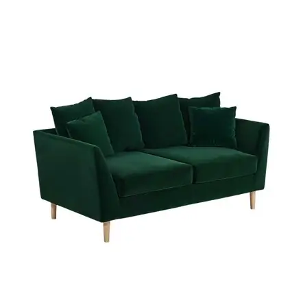 Solace+Co Avery 2 Seater Scatter Back Cushion Sofa Bottle Green Velvet
