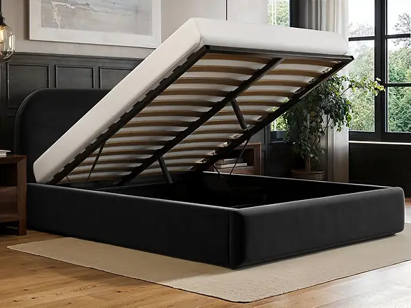 Flair Alba Ottoman Bed Black Velvet