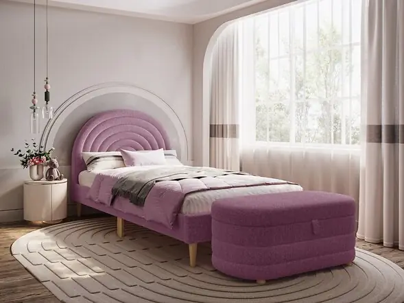 Flair Ava Ottoman Storage Box Purple Boucle