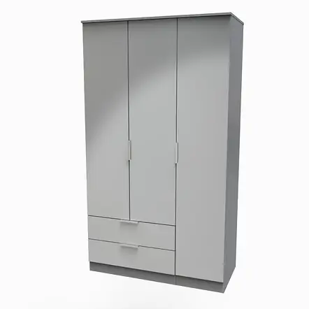 Welcome Furniture Plymouth Tall Triple 2 Drawer Robe Dust Grey