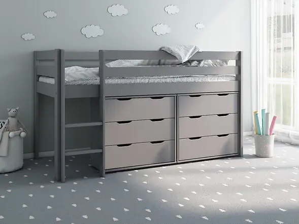 Noomi Nora Solid Wood Midsleeper 6 Drawer Cabin (FSC-Certified)