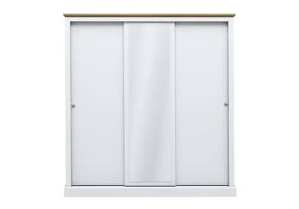 LPD Devon White & Oak 3 Door Sliding Mirrored Wardrobe
