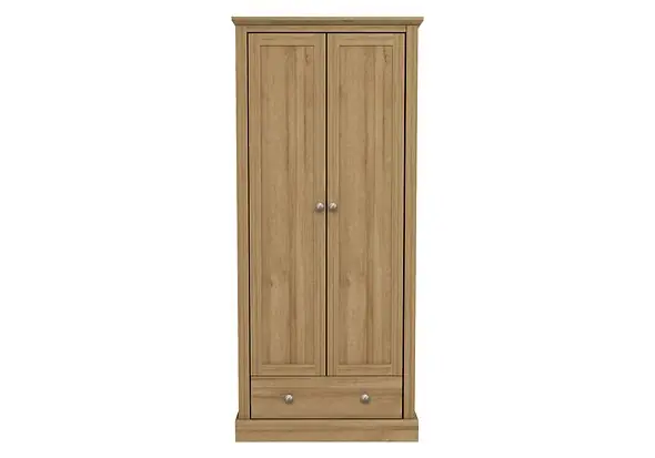 LPD Devon 2 Door 1 Drawer Oak Wardrobe