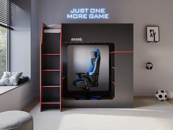 Recoil Meridian Gaming High Sleeper with Storage Black & Red