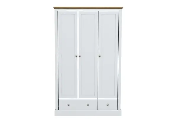 LPD Devon 3 Door 2 Drawer White & Oak Wardrobe
