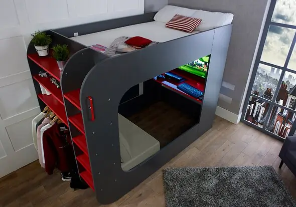 Trasman Podbed Gaming High Sleeper with Chair Bed