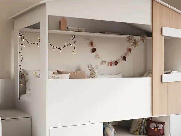 Flair Dreamland House Staircase Mid Sleeper with Storage White & Oak