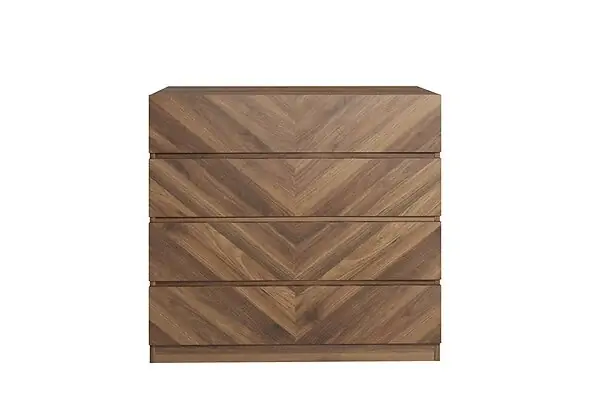 GFW Catania 4 Drawer Chest modern style herringbone design available in an oak or walnut effect finish