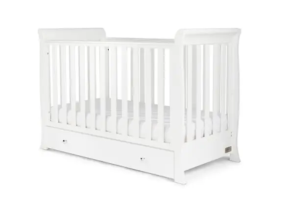 Ickle Bubba Snowdon 4 in 1 Mini Cot Bed Traditional sleigh design white finish slatted base under drawer included