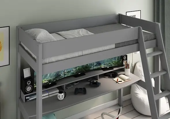Kids Avenue Estella Grey High Sleeper with Gaming Desk
