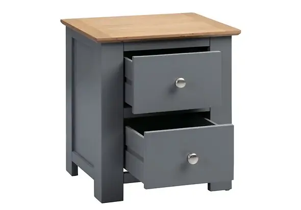 Flintshire Furniture Heritage Grey & Smoked Oak 2 Drawer Bedside Cabinet