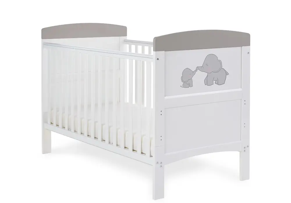 Obaby Grace Inspire Cot Bed - Me & Mini Me Elephants - Grey
