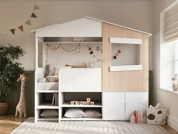 Flair Dreamland House Bed with Storage White & Oak