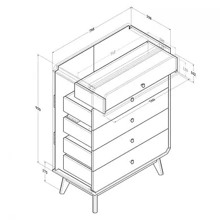 Kidsaw BR15 Chest of Drawers Light Oak