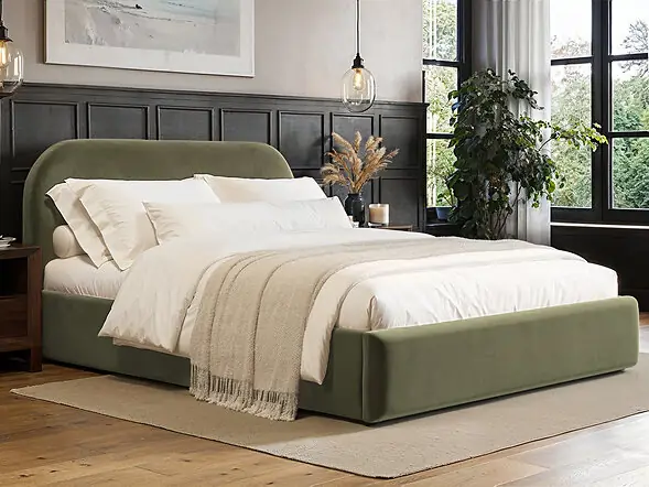 Flair Alba Ottoman Bed Khaki Velvet