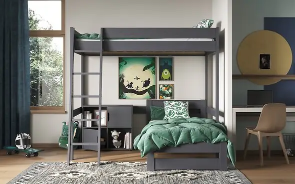 Noomi Tera Small Double Grey High Sleeper With Small Double L Shaped Bed (FSC-Certified)
