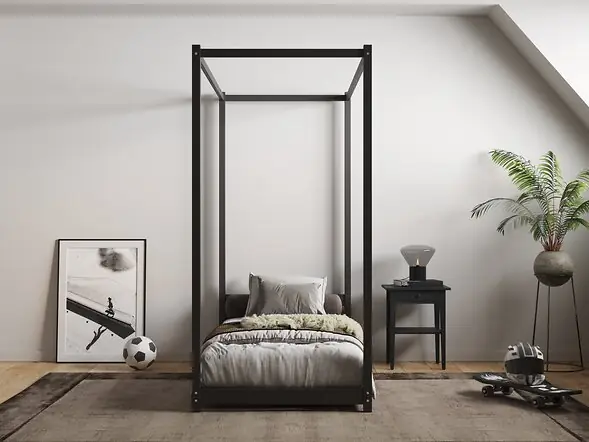 Flair Zara Four Poster Canopy Bed Frame Black Single