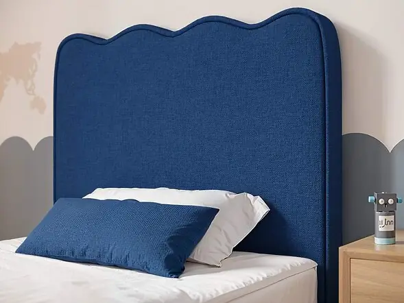 Flair Ellis Single Fabric Bed with Cloud Headboard Navy