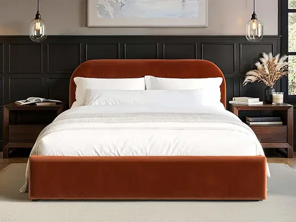 Flair Alba Ottoman Bed Burnt Orange Velvet