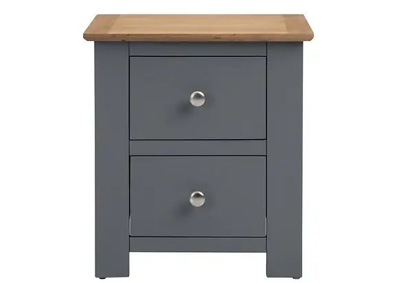 Flintshire Furniture Heritage Grey & Smoked Oak 2 Drawer Bedside Cabinet
