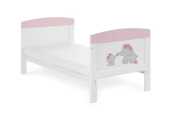 Obaby Grace Inspire Cot Bed - Me & Mini Me Elephants - Pink
