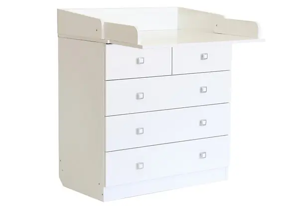 Kidsaw Kudl Kids 5 Drawer Unit With Changing Board & Storage - White