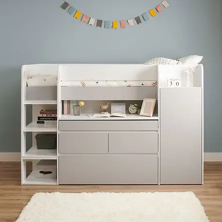 Flair Bailey Kids Cabin Bed with Pull Out Desk, Wardrobe and Storage Shelves
