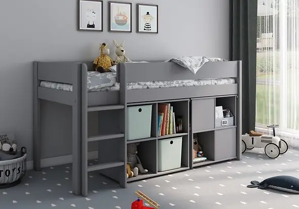 Kids Avenue Estella Grey Mid Sleeper with Cube and Desk