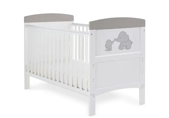 Obaby Grace Inspire Cot Bed & Under Drawer - Me & Mini Me Elephants Grey
