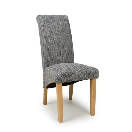 Flair Karta Scroll Back Tweed Grey Dining Chair (Pair)