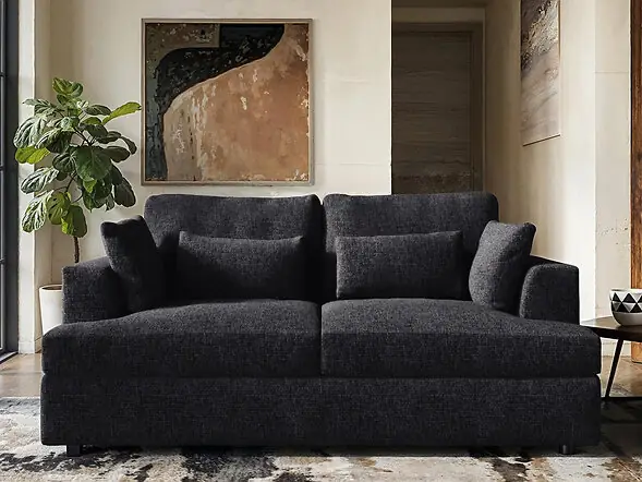 Solace+Co Drew 2 Seater Sofa Charcoal Chenille