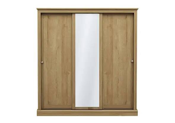 LPD Devon Oak 3 Door Sliding Mirrored Wardrobe
