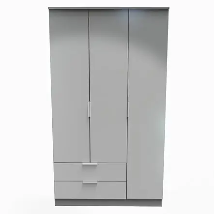 Welcome Furniture Plymouth Tall Triple 2 Drawer Robe Dust Grey
