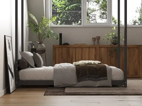 Flair Zara Four Poster Canopy Bed Frame Black Single