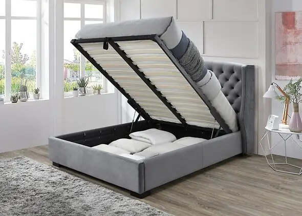 Sareer Ambassador Dark Grey Fabric Ottoman Bed Frame
