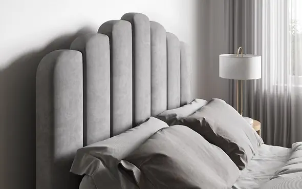 Flair Silver Velvet Poseidon Shell Ottoman Double Bed
