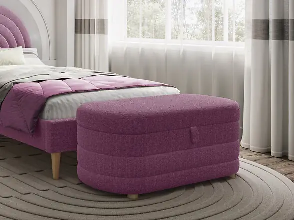 Flair Ava Ottoman Storage Box Purple Boucle