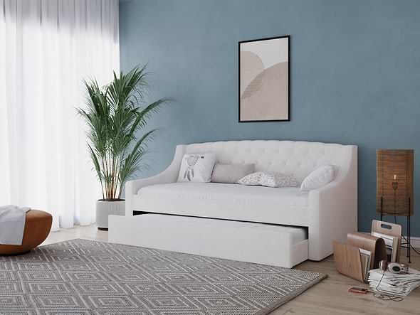 Flair Aurora White Boucle Daybed With Trundle