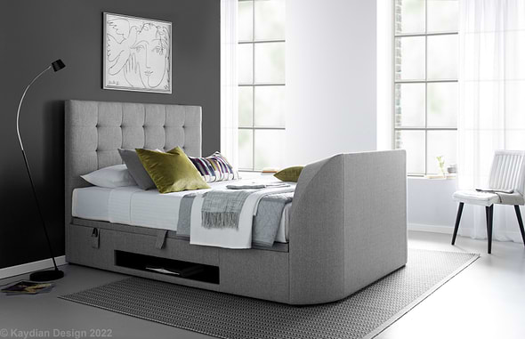 Kaydian Barnard Fabric Ottoman Multimedia Bed Frame In Grey Super King
