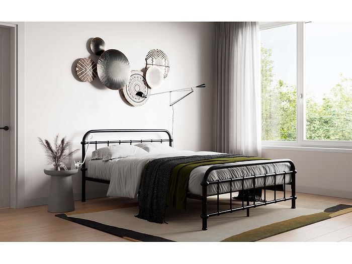 Compton metal bed double in black