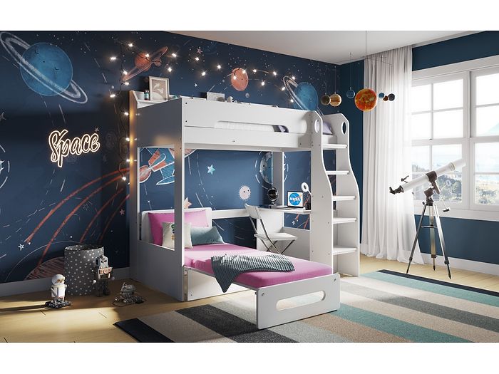 cosmic high sleeper with pink futon bed