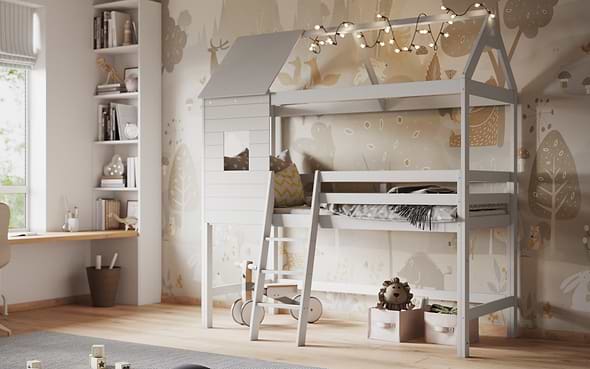 White Wooden Hideaway Treehouse Midsleeper