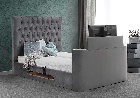 Sweet Dreams Loren Adjustable TV Bed Frame Individually controlled adjustable units Holds up to a 40" tv Choice of fabric finishes