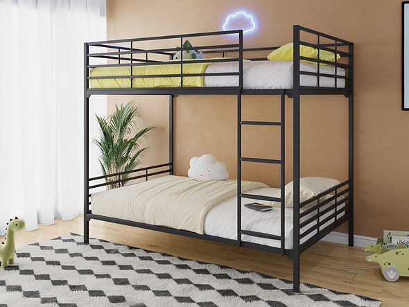 Flair Metayal Black Metal Double Bunk Bed