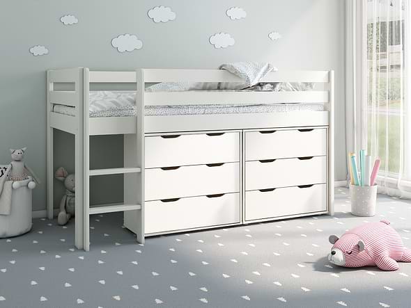 Noomi Nora Solid Wood Midsleeper 6 Drawer Cabin (FSC-Certified)