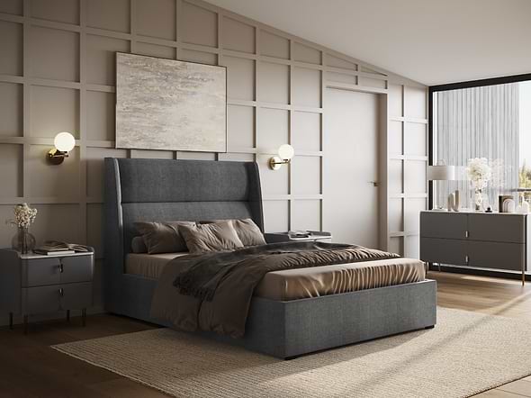 Flair Grey Fabric Rumba Ottoman Bed