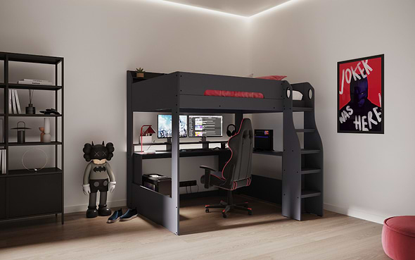 Flair Skyhigh Small Double Gaming High Sleeper Black