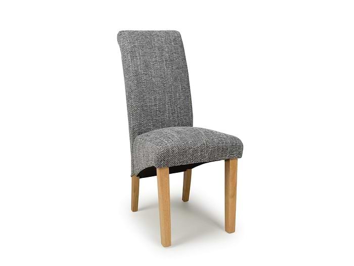 Flair Karta Scroll Back Tweed Grey Dining Chair (Pair)