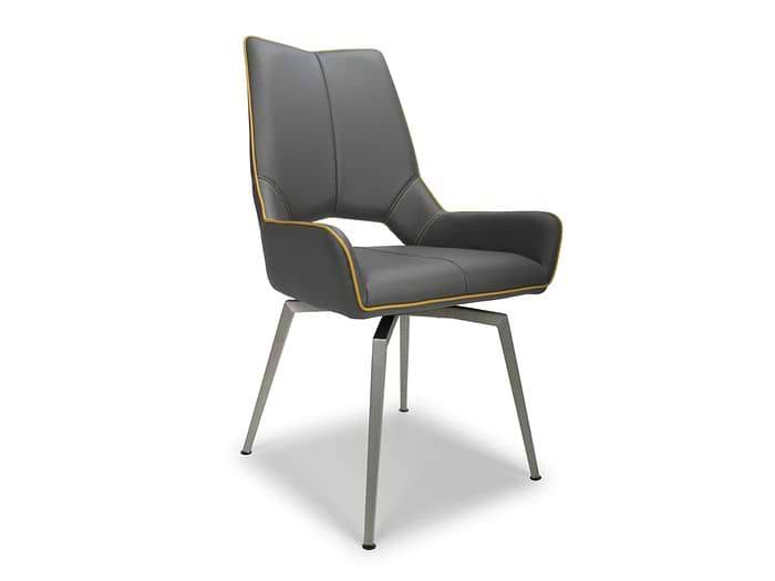 Flair Mako Swivel Leather Effect Dining Chair (Pair)