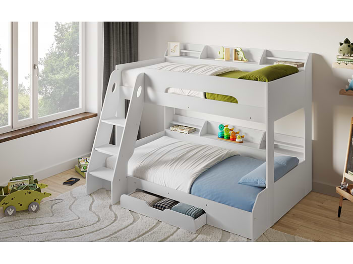 Flair Flick Triple Bunk Bed White With Storage
